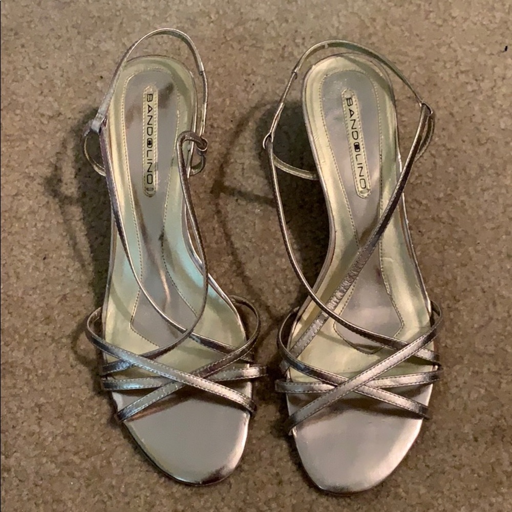 silver one inch straps heels